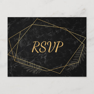 Faux Marble Geometric rsvp Invitation Postcard
