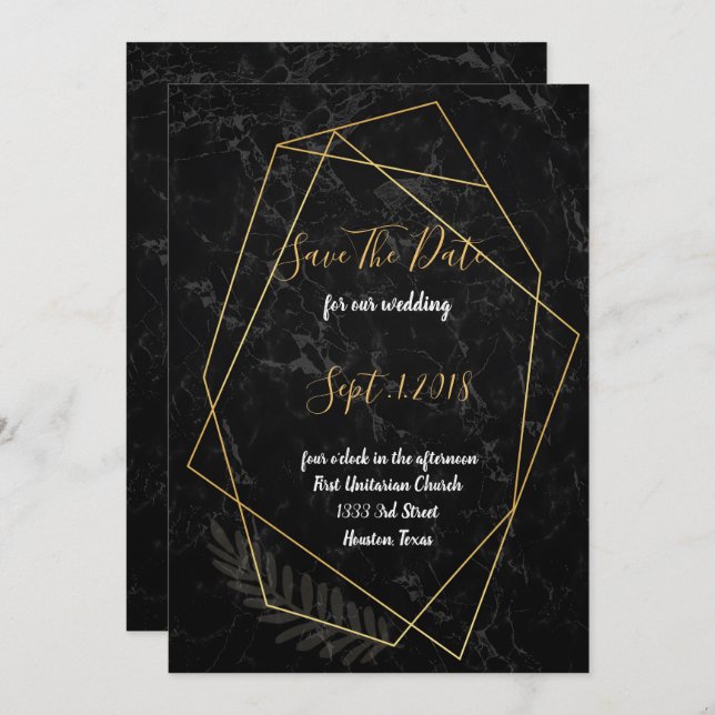 Faux Marble  Geometric  save the date Invitation (Front/Back)