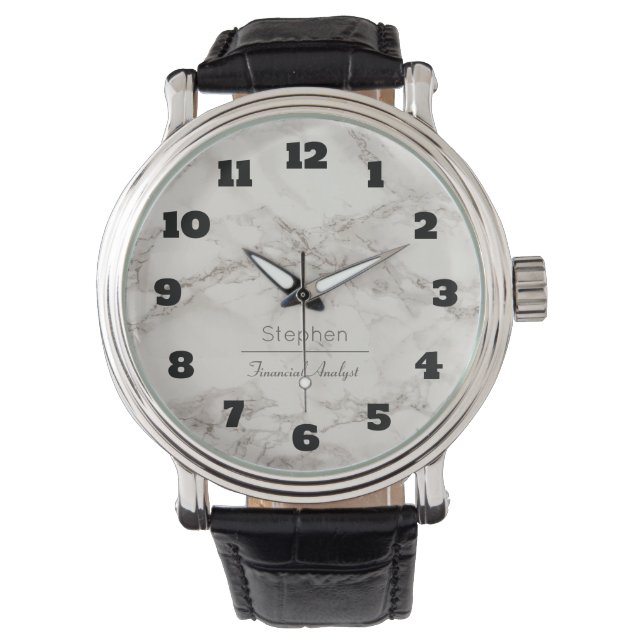 Faux Marble in Taupe Personalized Watch (Front)