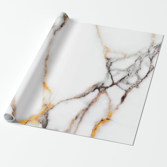 Faux marble in white beige and gray wrapping paper (Unrolled)