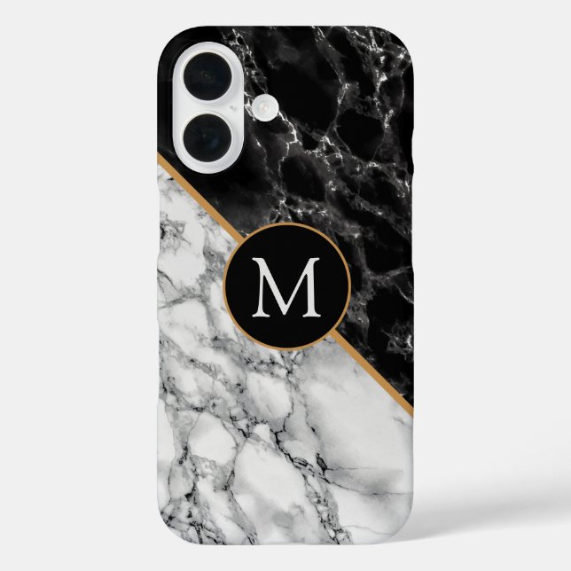 Faux Marble iPhone Case Personalized Letter (Back)