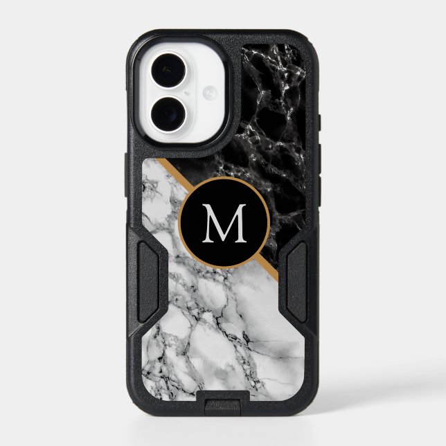 Faux Marble iPhone Case Personalized Your Letter (Back)