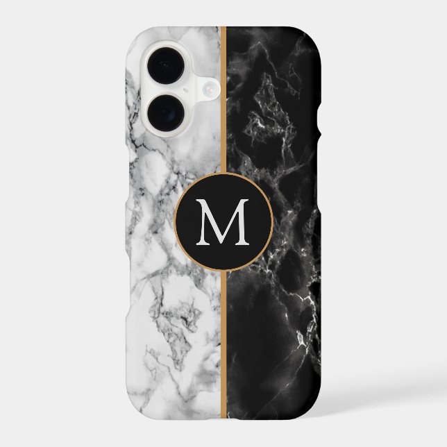 Faux Marble iPhone Case Personalized Your Letter (Back)
