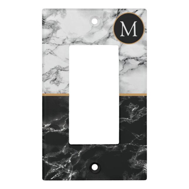 Faux Marble Light Switch Cover Personalized Letter (Front)