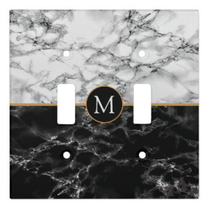 Faux Marble Light Switch Cover Personalized Letter