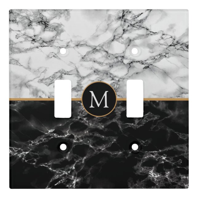 Faux Marble Light Switch Cover Personalized Letter (Front)