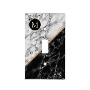 Faux Marble Light Switch Cover with Custom Letter