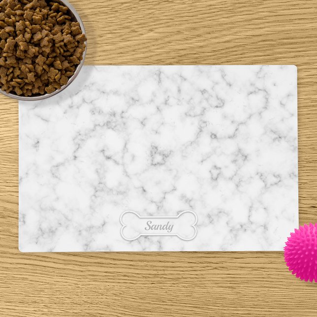 Faux Marble Look-Like With Dog Bone & Custom Name Placemat (Creator Uploaded)