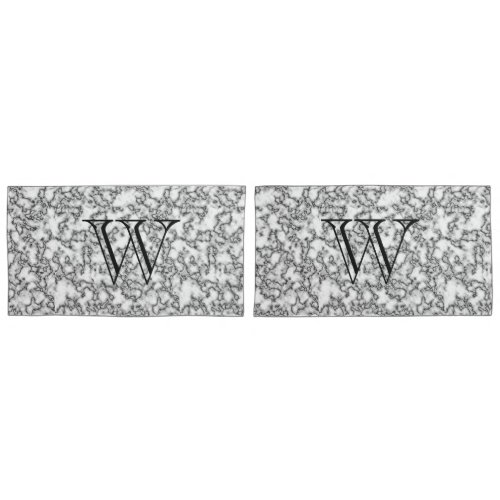 Faux Marble Monogram Custom Pillow Case Set