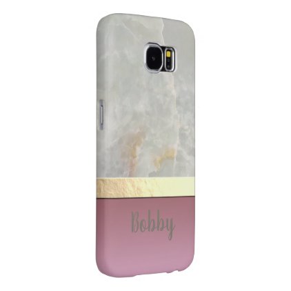 Faux Marble n&#39; Pink Personalise Samsung Phone Case