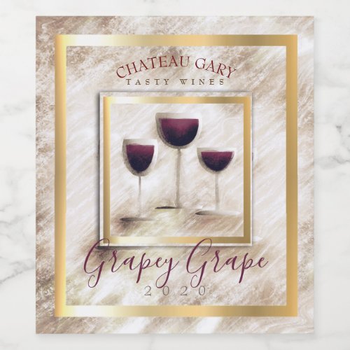 Faux marble red wine personalized wine label