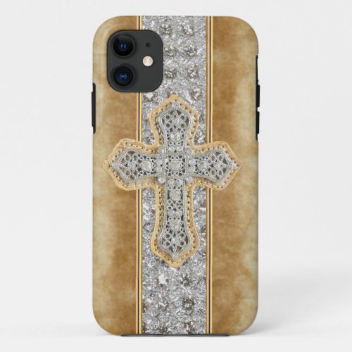 Faux Marble  Rhinestone Cross IPHONE 5 CASE