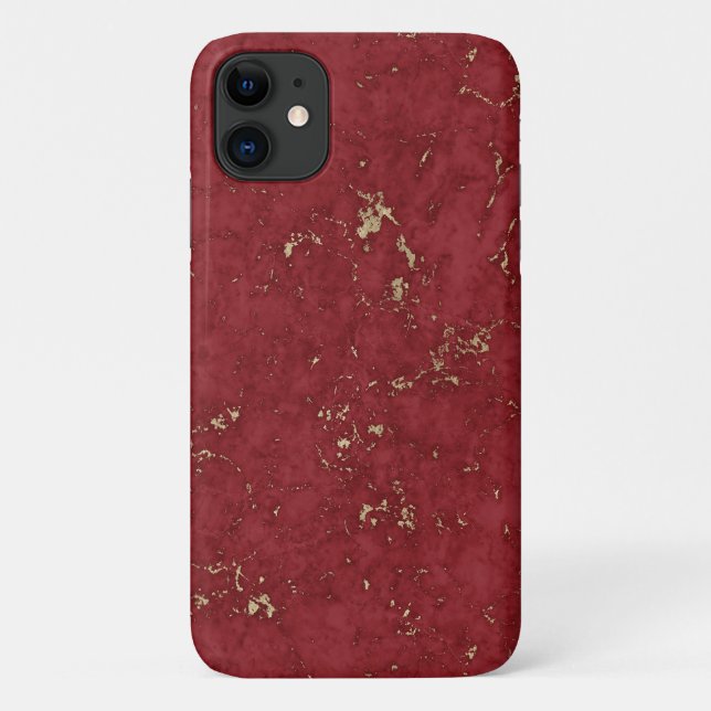Faux marble-ruble-red gold accents Case-Mate iPhone case (Back)