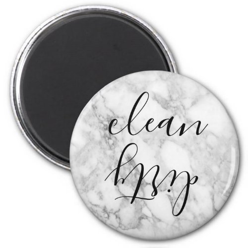 Faux Marble Script Clean Dirty Dishwasher Magnet