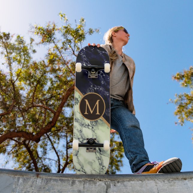 Faux Marble Skateboard Personalized Your Letter (Outdoor 1)