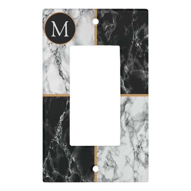 Faux Marble Stone Your Letter Light Switch Cover (Front)