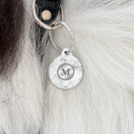 Faux Marble Texture With Monogram And Pet's Info Pet Tag<br><div class="desc">This pet tag has a digitally created marble texture image as background. In the middle there is a round silver gradient badge that has a personalizable monogram inside it. On the other side there are personalizable text areas for pet's full name and for owner's phone number. Notice: This item is...</div>