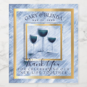 Faux marble wedding wine personalized wine blue wine label