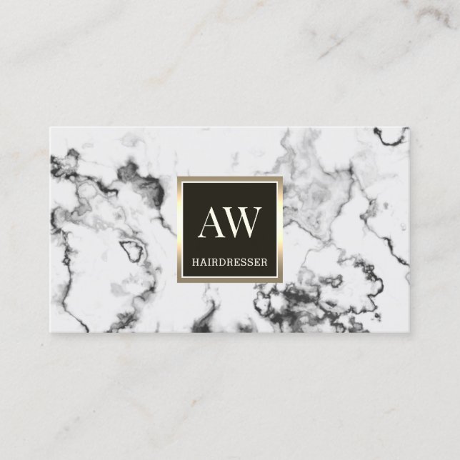 Faux marble white stone surface texture business card (Front)