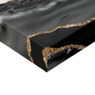 Faux Marbled Agate Black Stylish Stone Luxury Canvas Print