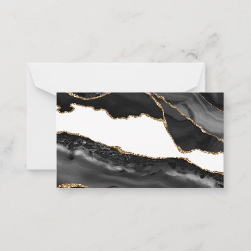 Faux Marbled Agate Black Stylish Stone Luxury Note Card