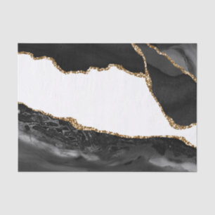 Faux Marbled Agate Black Stylish Stone Luxury Tissue Paper