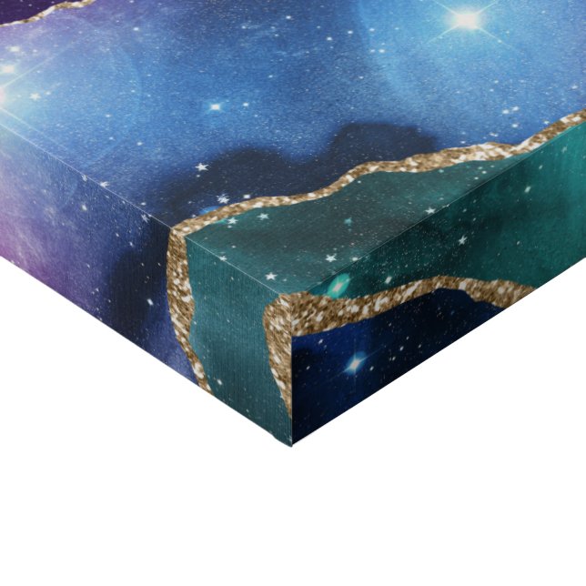 Faux Marbled Agate Stone Galaxy Sparkly Shining Canvas Print (Corner)