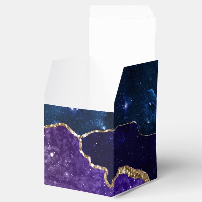Faux Marbled Agate Stone Galaxy Sparkly Shining Favor Boxes (Opened)