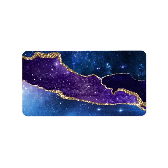 Faux Marbled Agate Stone Galaxy Sparkly Shining Label (Front)