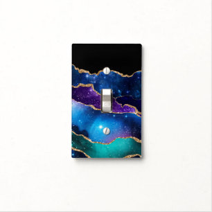 Faux Marbled Agate Stone Galaxy Sparkly Shining Light Switch Cover