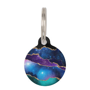 Faux Marbled Agate Stone Galaxy Sparkly Shining Pet ID Tag