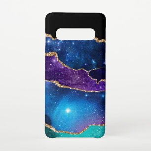 Faux Marbled Agate Stone Galaxy Sparkly Shining Samsung Galaxy S10 Case