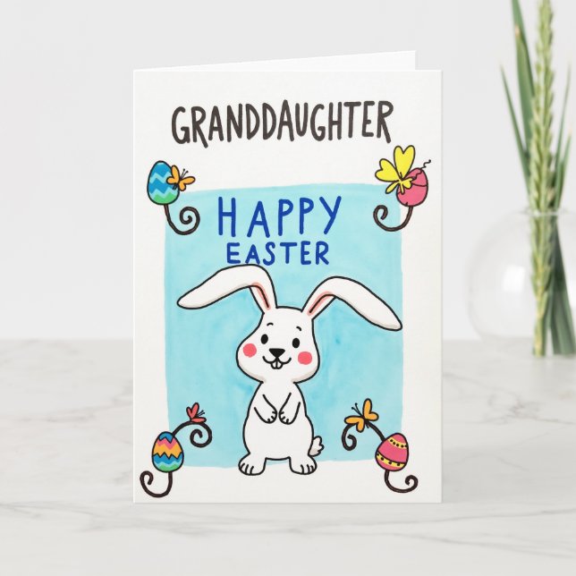Faux Marker Granddaughter Easter Card (Front)