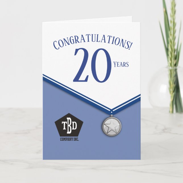 Faux medal employee 20 year anniversary card (Front)