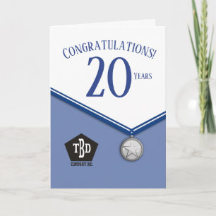 Faux medal employee 20 year anniversary card