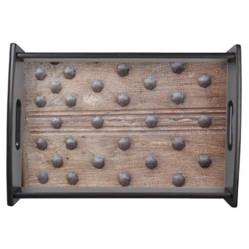 Faux Medieval Studded Wooden Castle Door Serving Tray