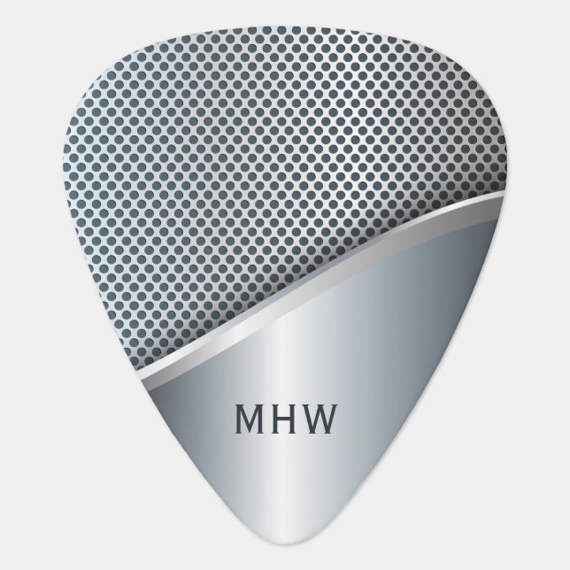 Faux Metal custom monogram guitar pick (Front)