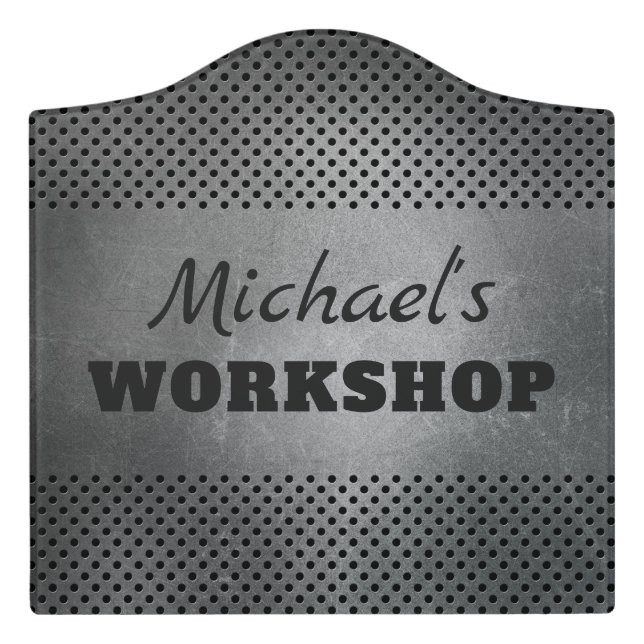 Faux Metal custom text room signs (Large Crest Front)