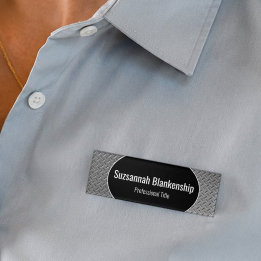 Faux Metal Diamond Plate Black Center Name Tag