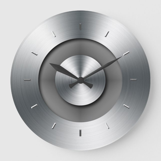 Faux Metal Elegant Modern Wall Clock (Front)