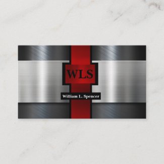 Faux Metal Gray Black Red Monogram