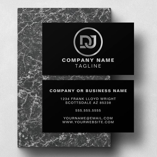 Faux Metal Modern Minimalist Cool DJ Business Card