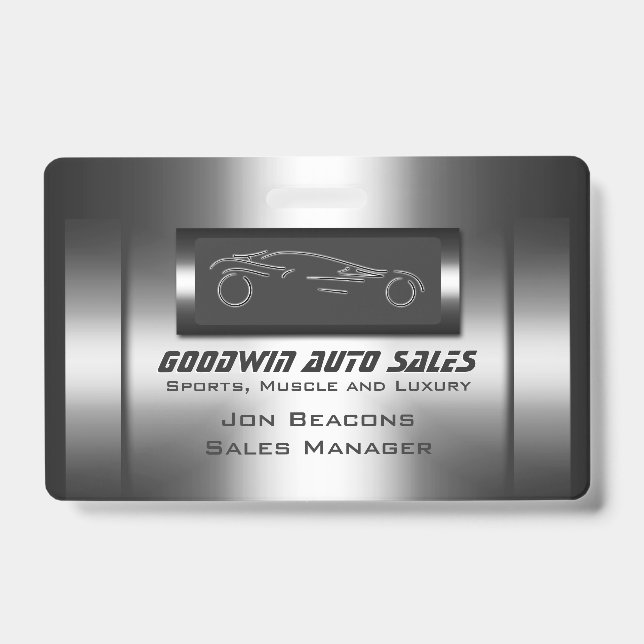 Faux metal, silver auto - Auto Sales Badge (Front)