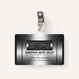 Faux metal, silver auto - Auto Sales Badge