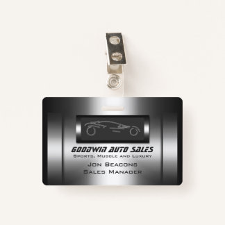 Faux metal, silver auto - Auto Sales Badge