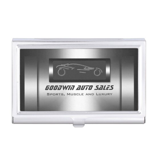 Faux metal, silver auto - Auto Sales Business Card Holder
