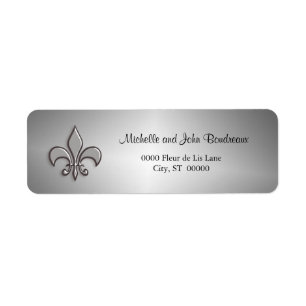 Faux Metal Silver Fleur de Lis Label