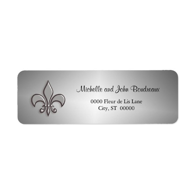 Faux Metal Silver Fleur de Lis Label (Front)