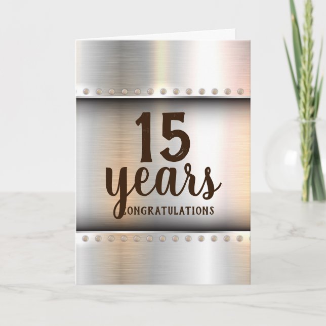 Faux metal studs milestone employee anniversary card (Front)