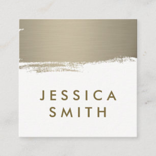 Faux Metallic Brushed Square Business Card